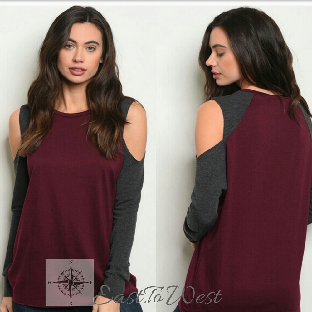 Burgundy Two Tone Cold Shoulder